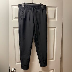 Avalanche Black Track Pants with Elastic Waistband and Tapered Legs